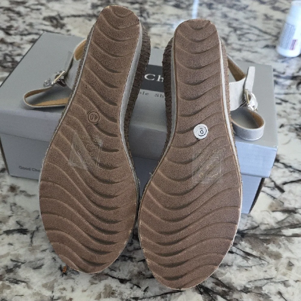 Good Chic Silver and Tan Women's Sandals - Picture 7 of 8